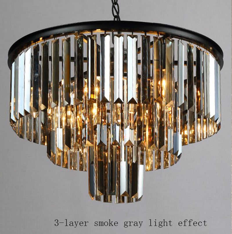 Modern Crystal Chandeliers Round Tiered Luxury Chandelier For Hotel Lobby Living Room