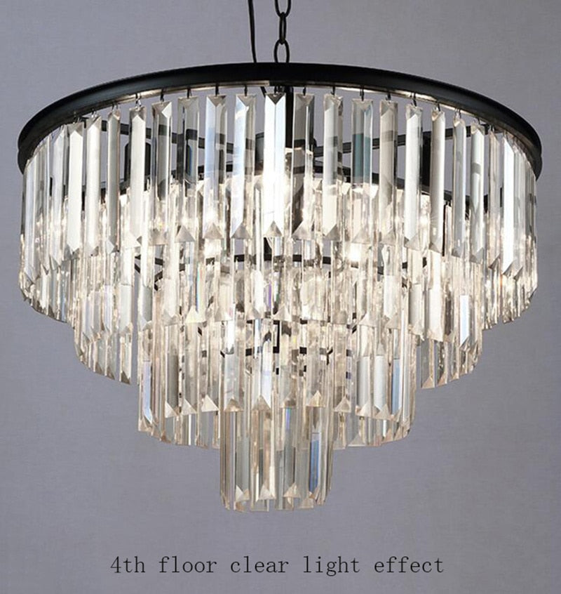 Modern Crystal Chandeliers Round Tiered Luxury Chandelier For Hotel Lobby Living Room