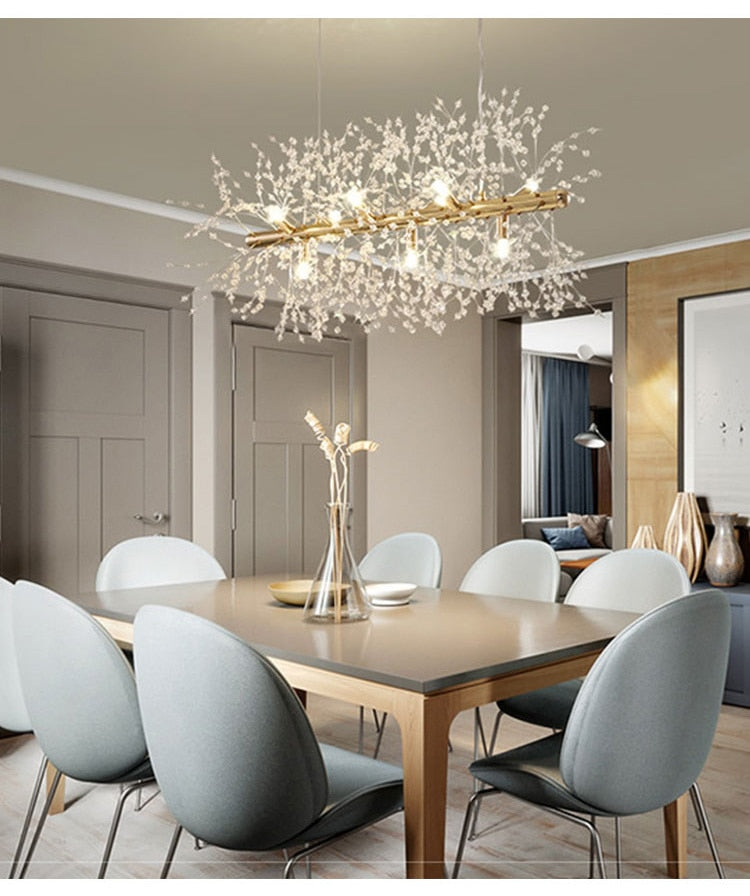 Contemporary Crystal Chandelier Dandelion Shape LED Pendant Lighting