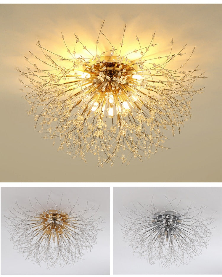 Contemporary Crystal Chandelier Dandelion Shape LED Pendant Lighting