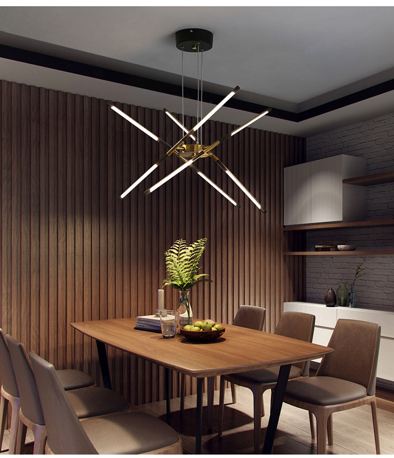 Modern Chandelier Streamlined Linear Rotatable LED Hanging Lamps