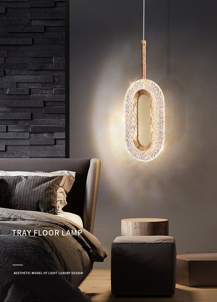 Modern Oval Or Ring Shape Acrylic Crystal Lampshade Pendant Light
