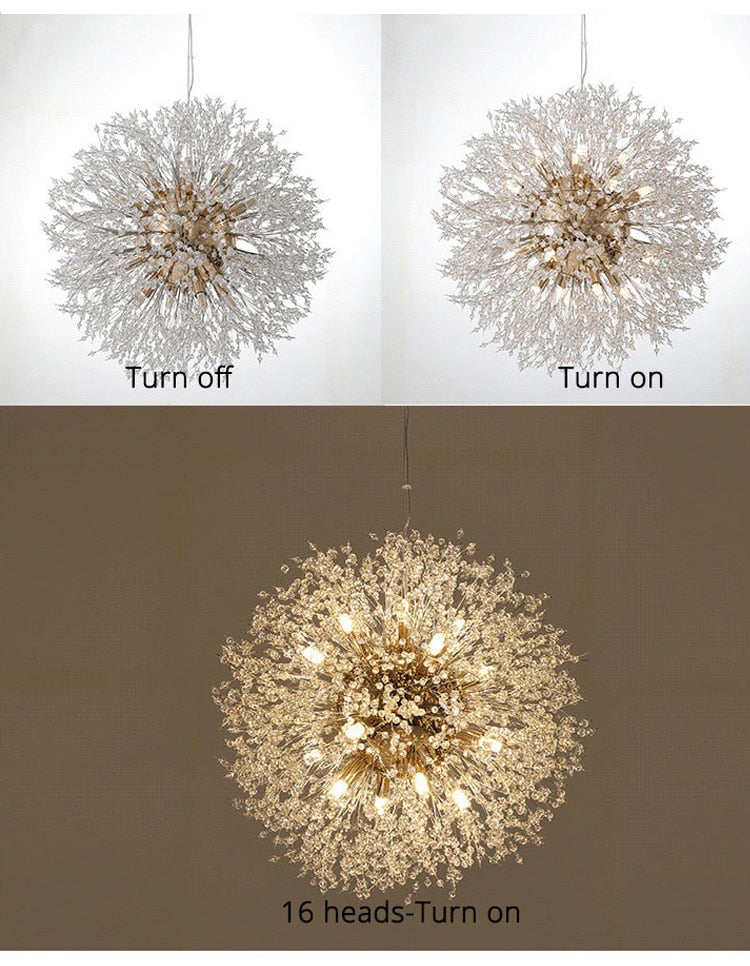 Luxury Crystal Chandelier Dandelion Shape LED Pendant Lighting