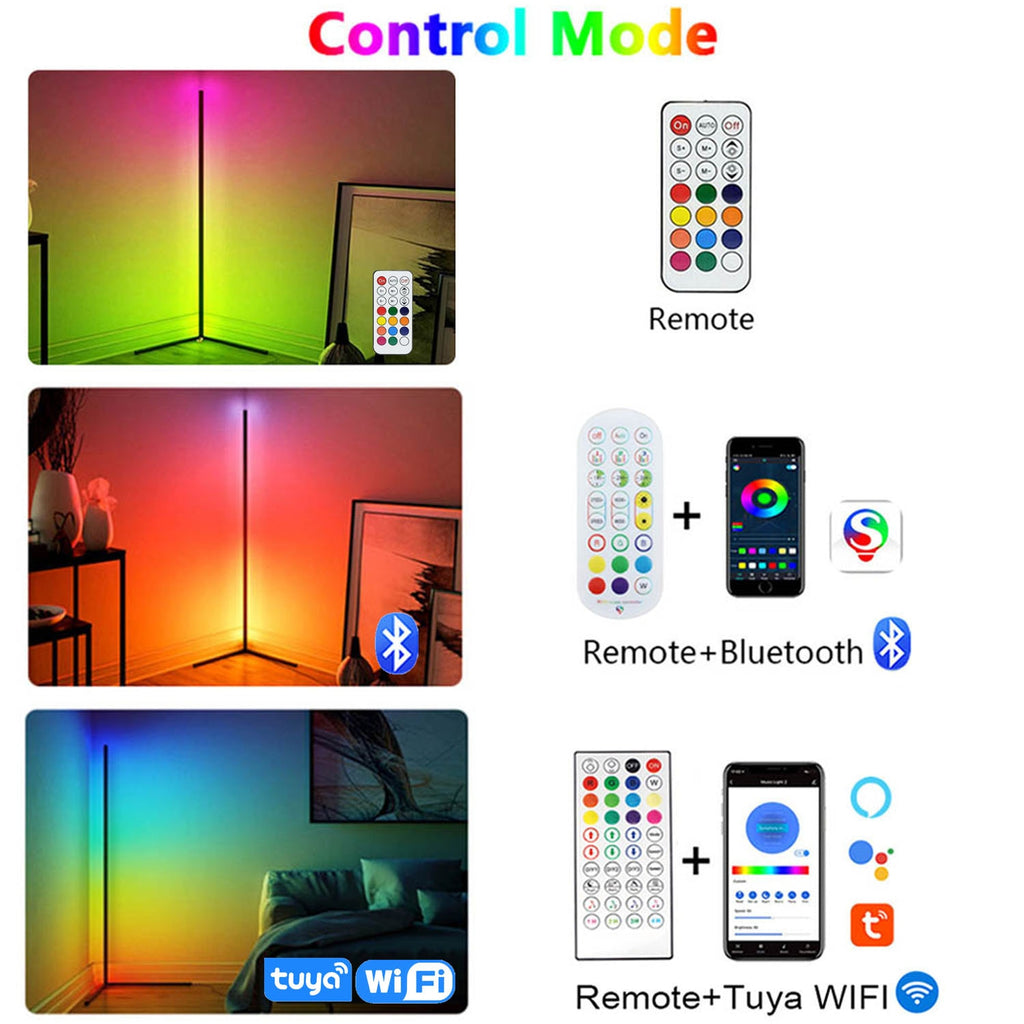 Dimmable Corner Floor Lamp Tuya Smart RGB LED Mood Interior Lighting