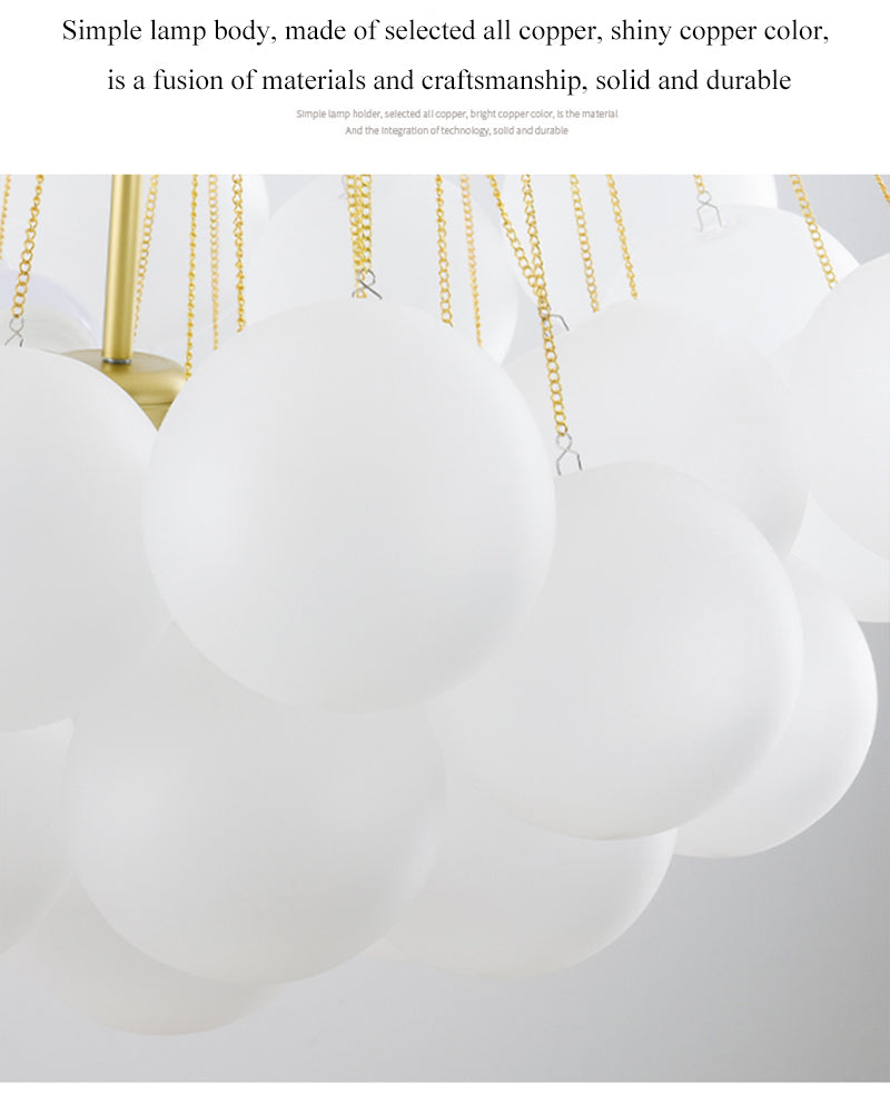 Modern Chandelier Bubbles Ball Shape Frosted Glass DIY Hanging Light Fixture