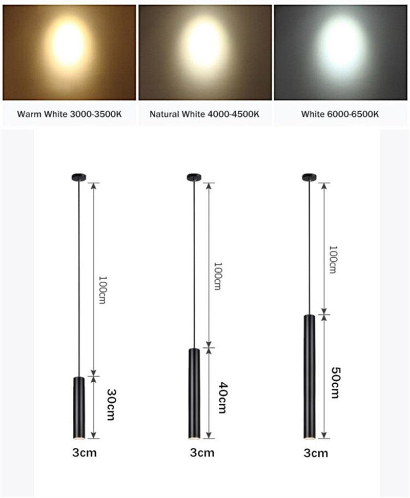 Nordic Long Cylinder Tube Adjustable Hanging Spot Lights