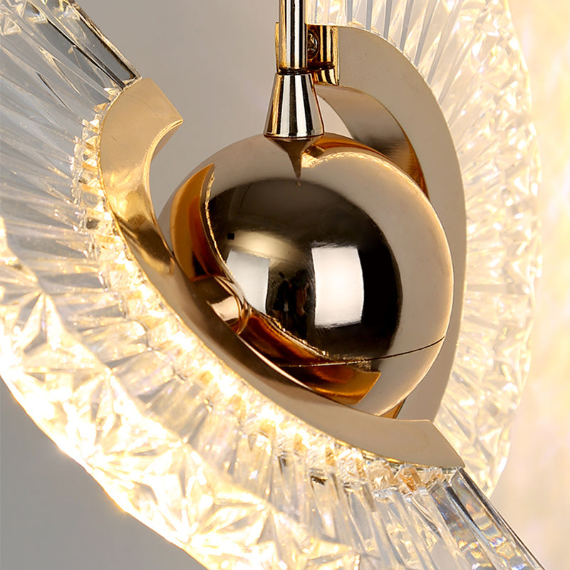 Creative Rotatable Pendant Light Ring Shape Acrylic Crystal Lampshade