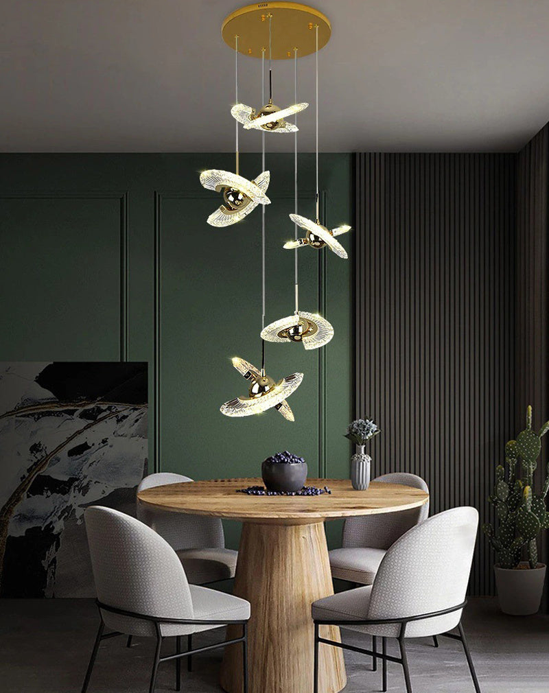 Creative Rotatable Ring Shape Acrylic Crystal Lampshade Pendant Light