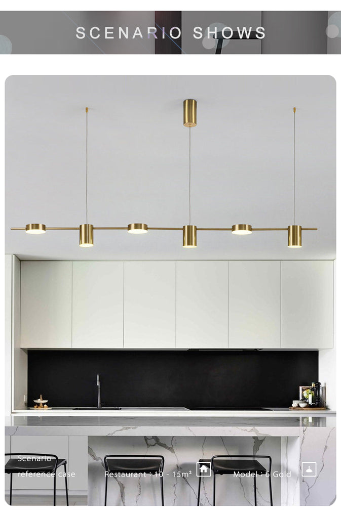 Modern Linear Brunch Chandelier Dimmable Ceiling Lamp