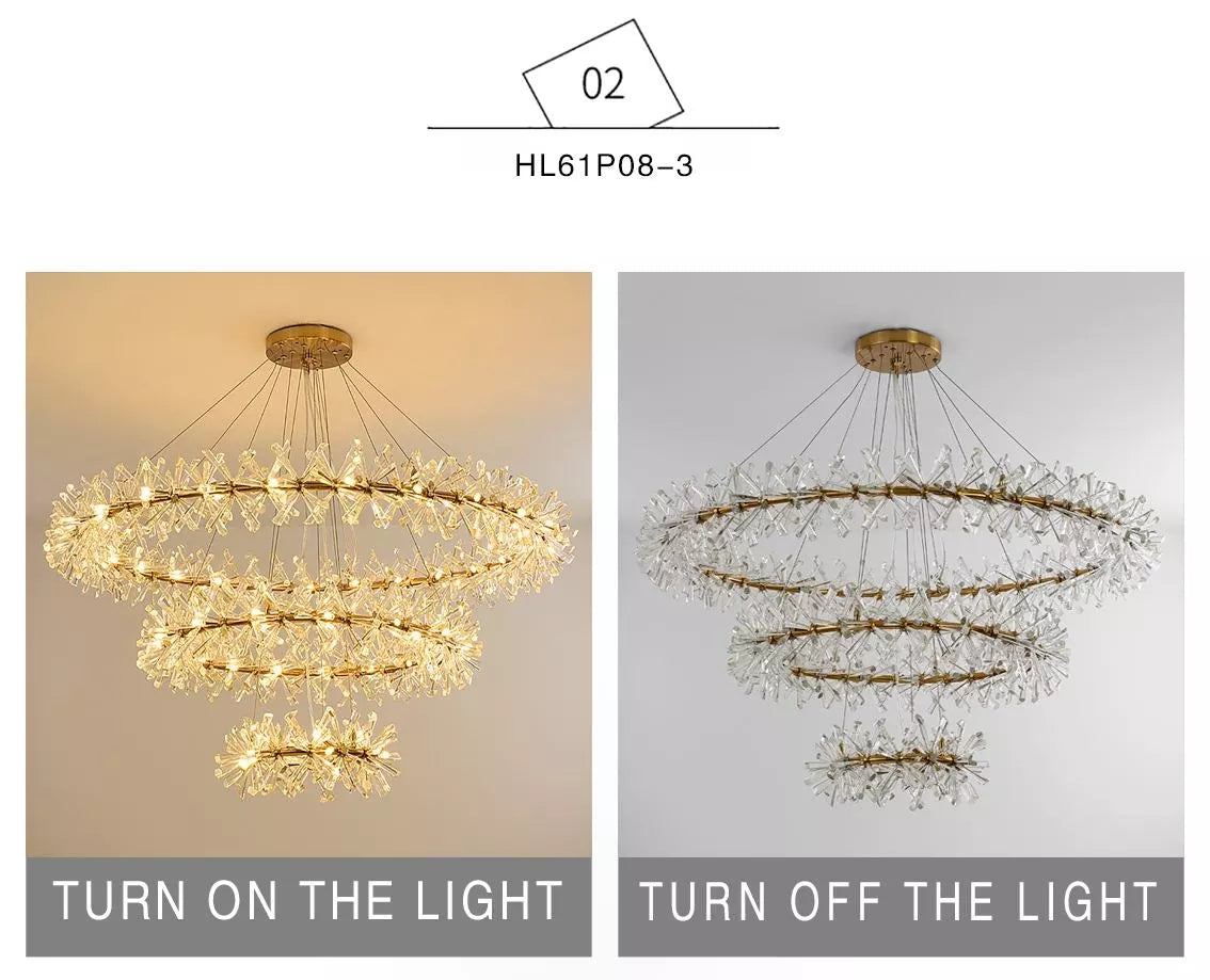 Modern Luxury Crystal Chandelier LED Ring Suspension Lighting For Living Room