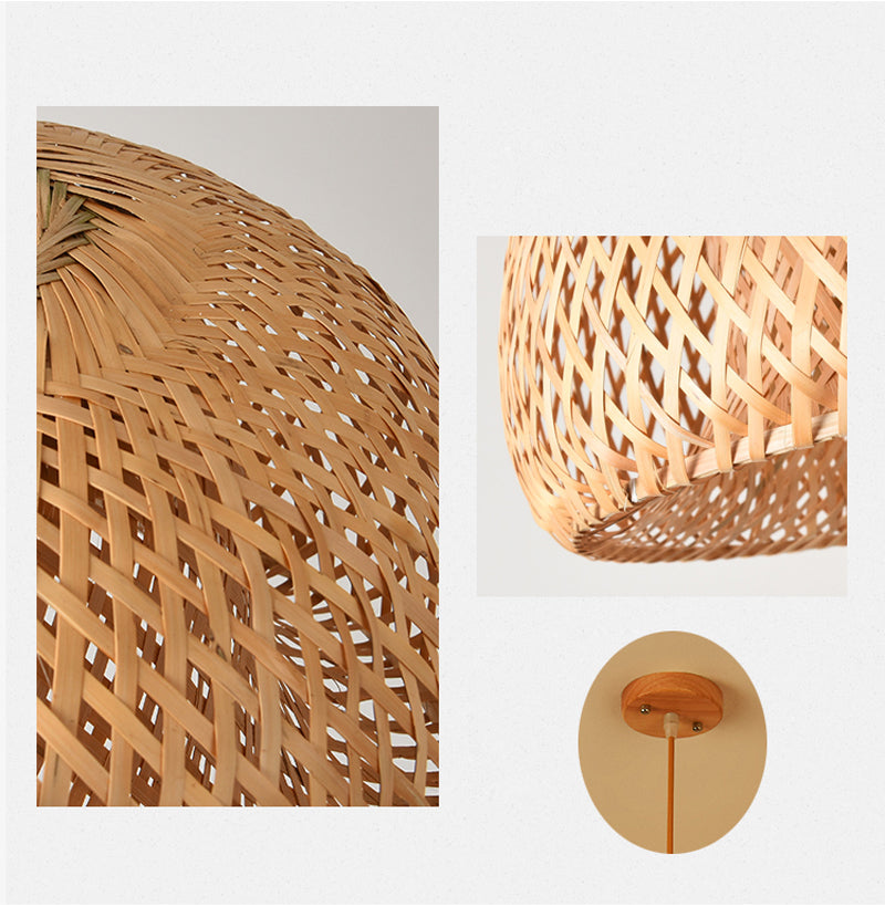 Bamboo Wicker Rattan Dome Lampshade Hand-Woven Hand Crafted