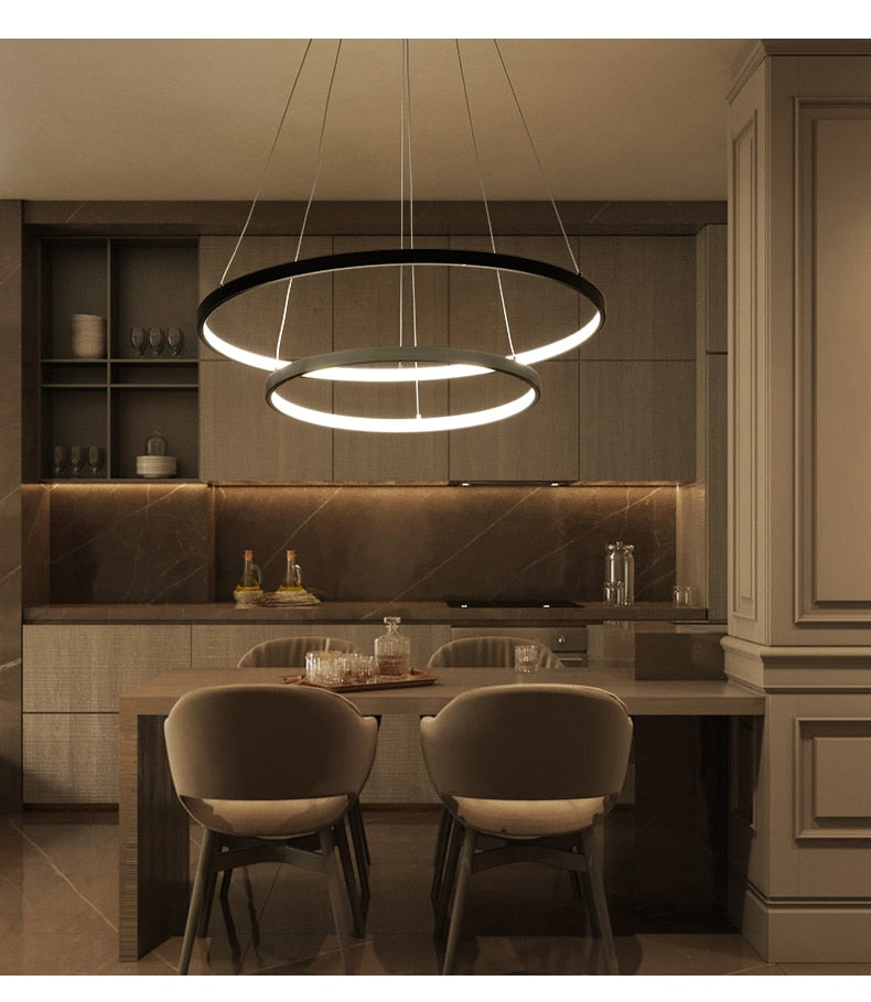 Modern Chandelier Tiers Ring Circles LED Lighting Fixture