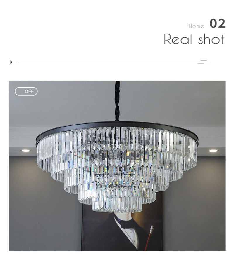 Modern Crystal Chandeliers Round Tiered Luxury Chandelier For Hotel Lobby Living Room