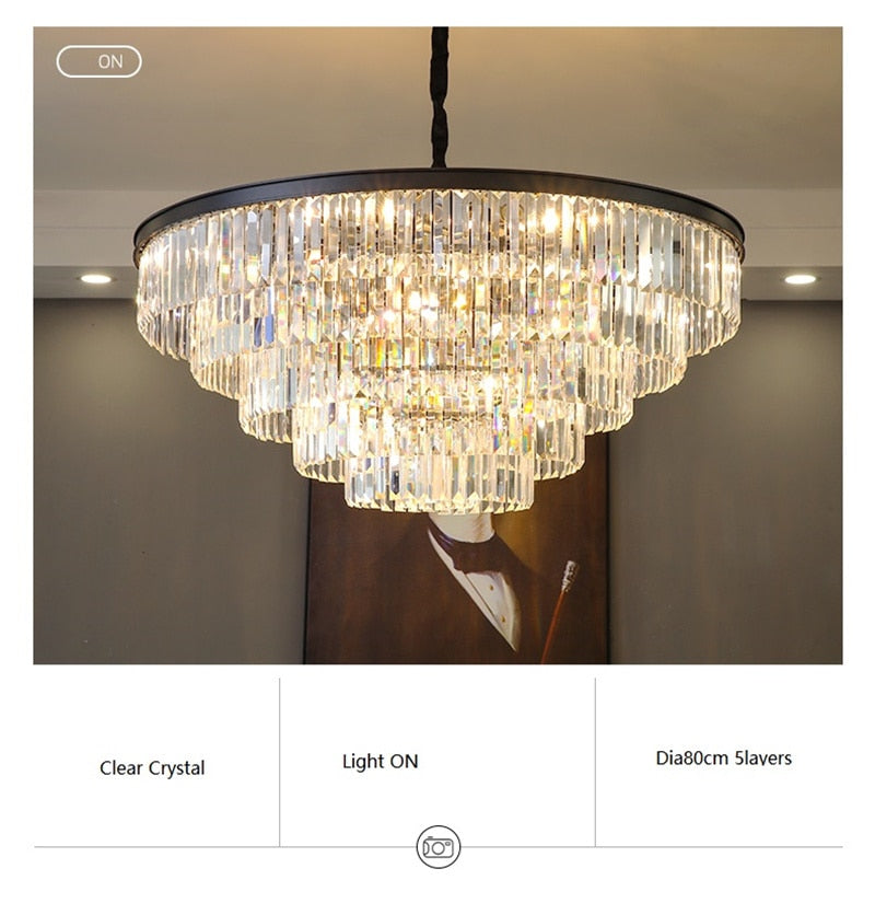 Modern Crystal Chandeliers Round Tiered Luxury Chandelier For Hotel Lobby Living Room