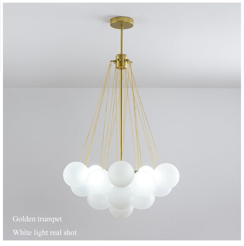 Contemporary Chandelier Bubbles Ball Shape Frosted Glass DIY Hanging Light Fixture