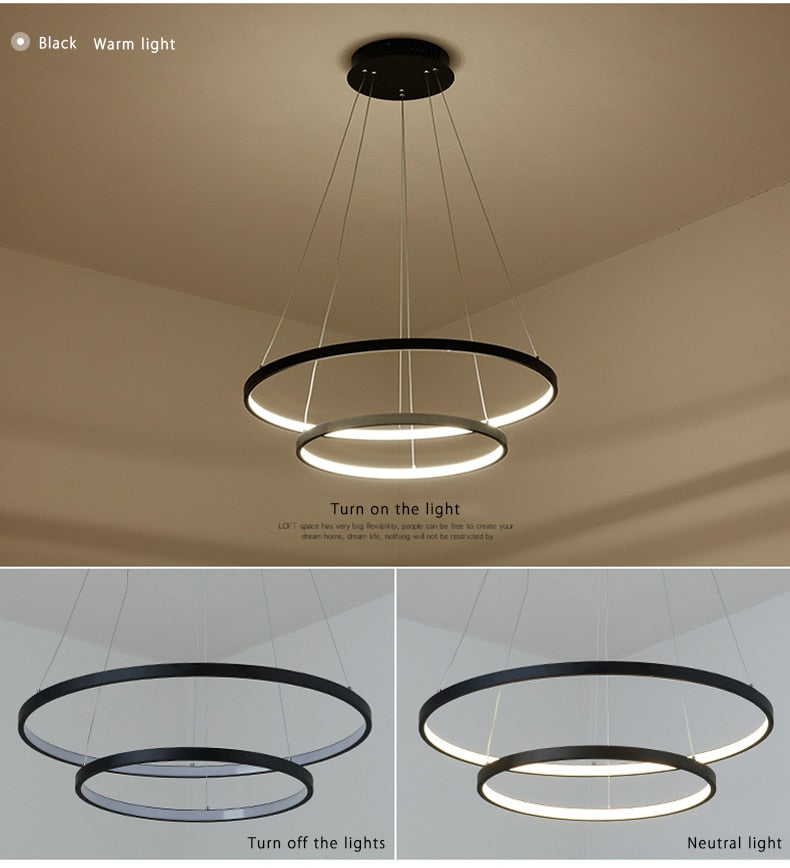 Modern Chandelier Tiers Ring Circles LED Pendant Lighting