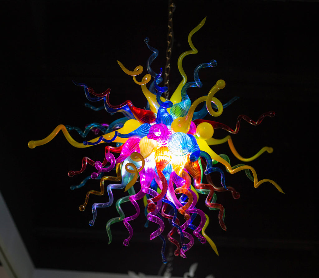 Blown Glass Chandelier Colorful Chihuly Style