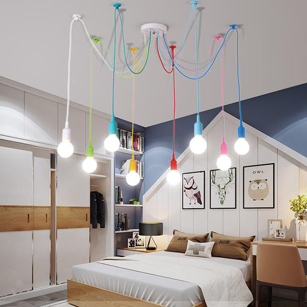 Child's Play Modern Chandelier Multi Color Wire LED Bulbs