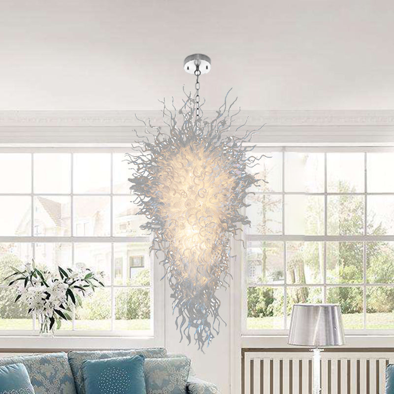 Contemporary And Modern Pure White Hand Blown Glass Chandelier Chihuly Style Glass Ceiling Lights