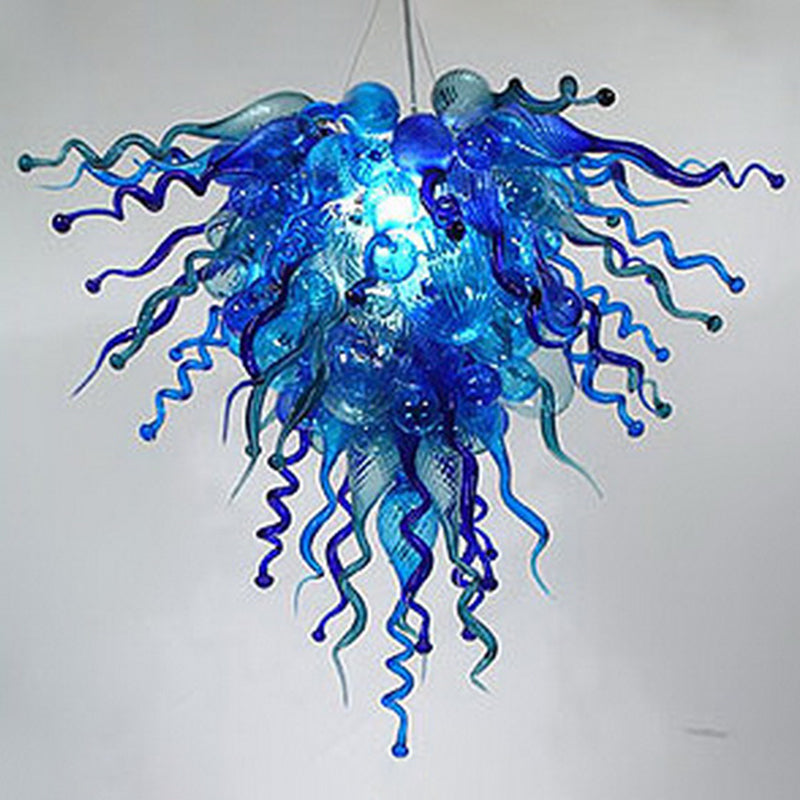 Blown Glass Chandelier Blue Chihuly Style Art Decor
