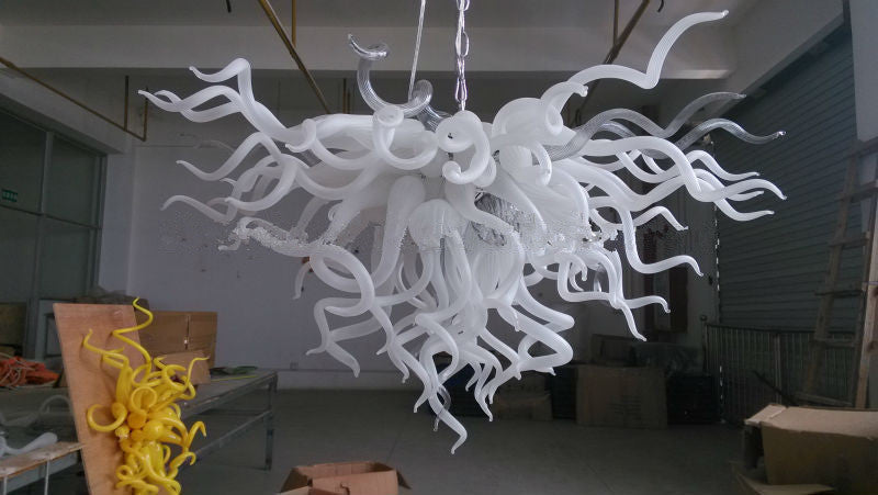 Chic Chihuly Blown Glass Chandelier White Color