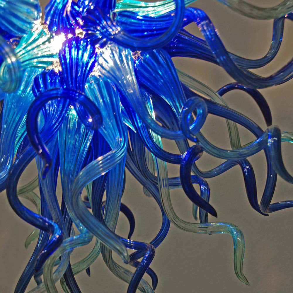 Blown Glass Chandelier Blue Chihuly Style