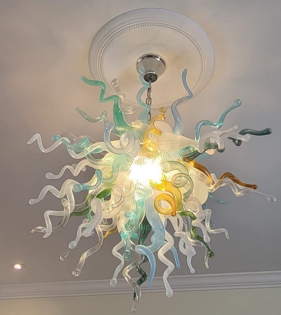 Modern Chihuly Blown Glass Chandelier Multi Colors