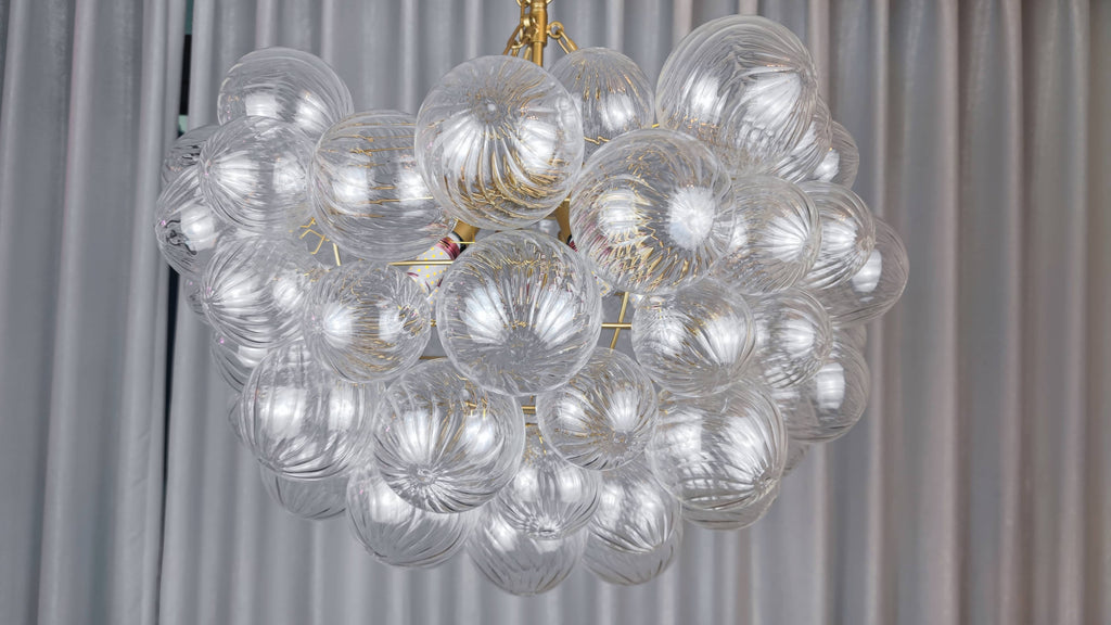 Talia Style Bubbled Clear Ball Swirled Texture Glass Chandelier