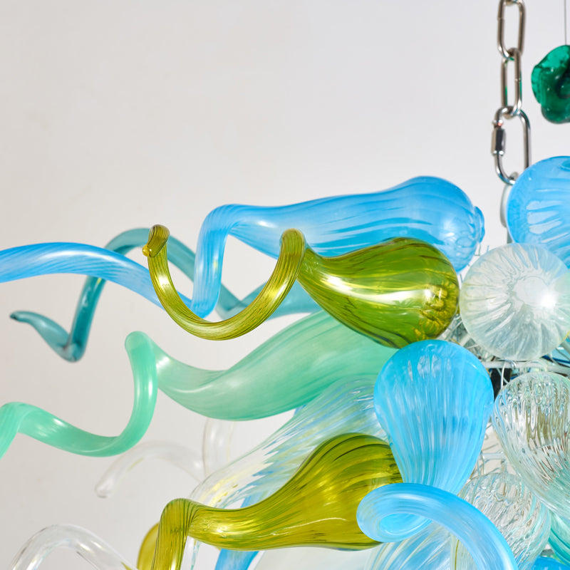 Blown Glass Chandelier Colorful Chihuly Style Art Decor
