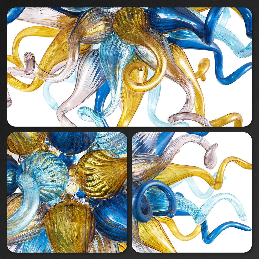 Blown Glass Chandelier Multi-color Chihuly Style