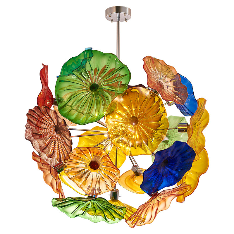 colorful blown glass ceiling plates pendant chandelier