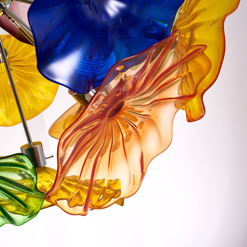 colorful blown glass plates chandelier