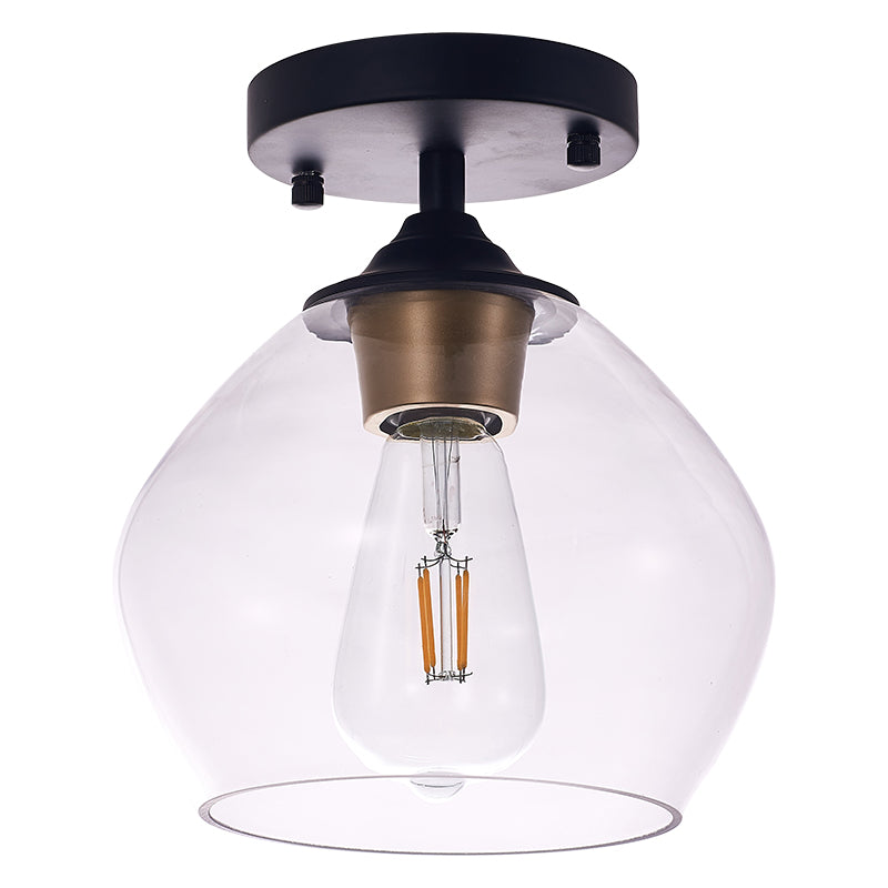 Industrial Style Clear Glass Lampshade Flush Mount Ceiling Light