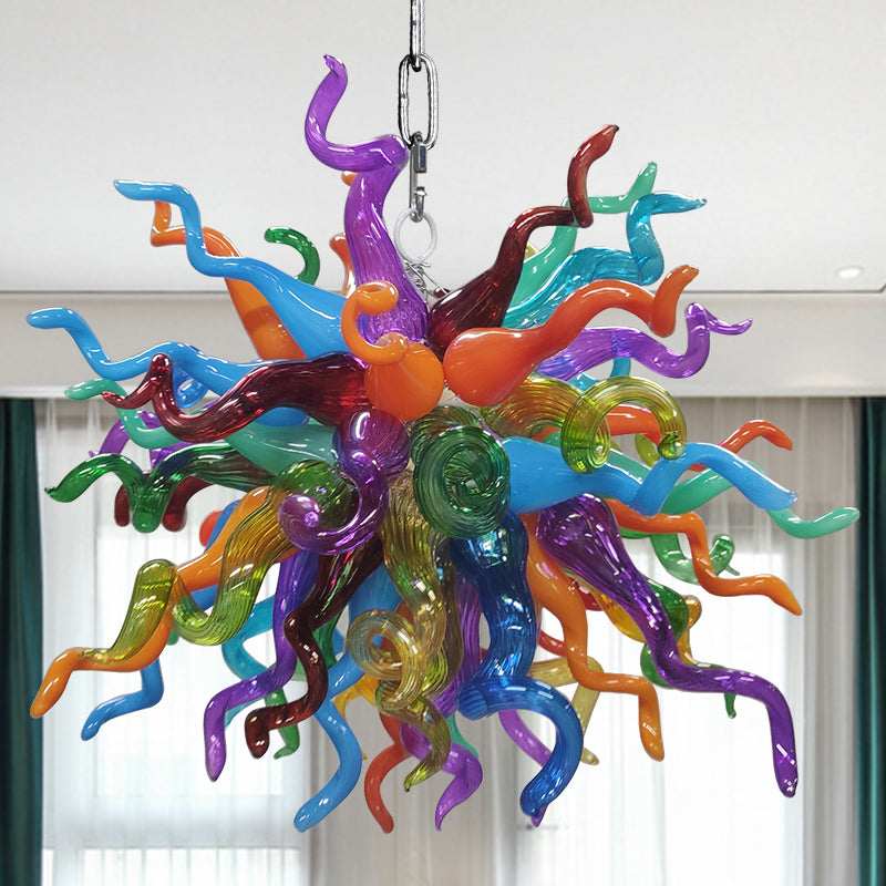 Blown Glass Chandelier Multi Colors Chihuly Style