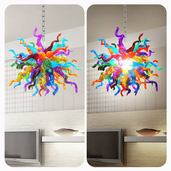 Blown Glass Chandelier Multi Colors Chihuly Style