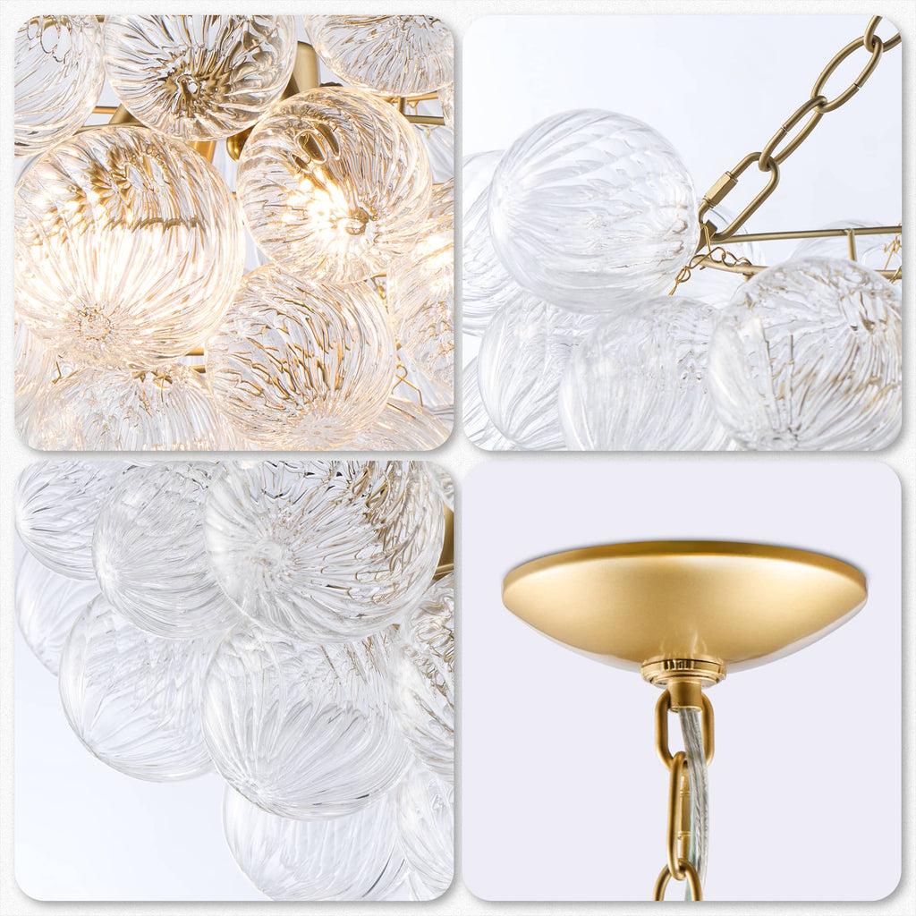 Talia Style Bubbled Clear Ball Swirled Texture Glass Chandelier