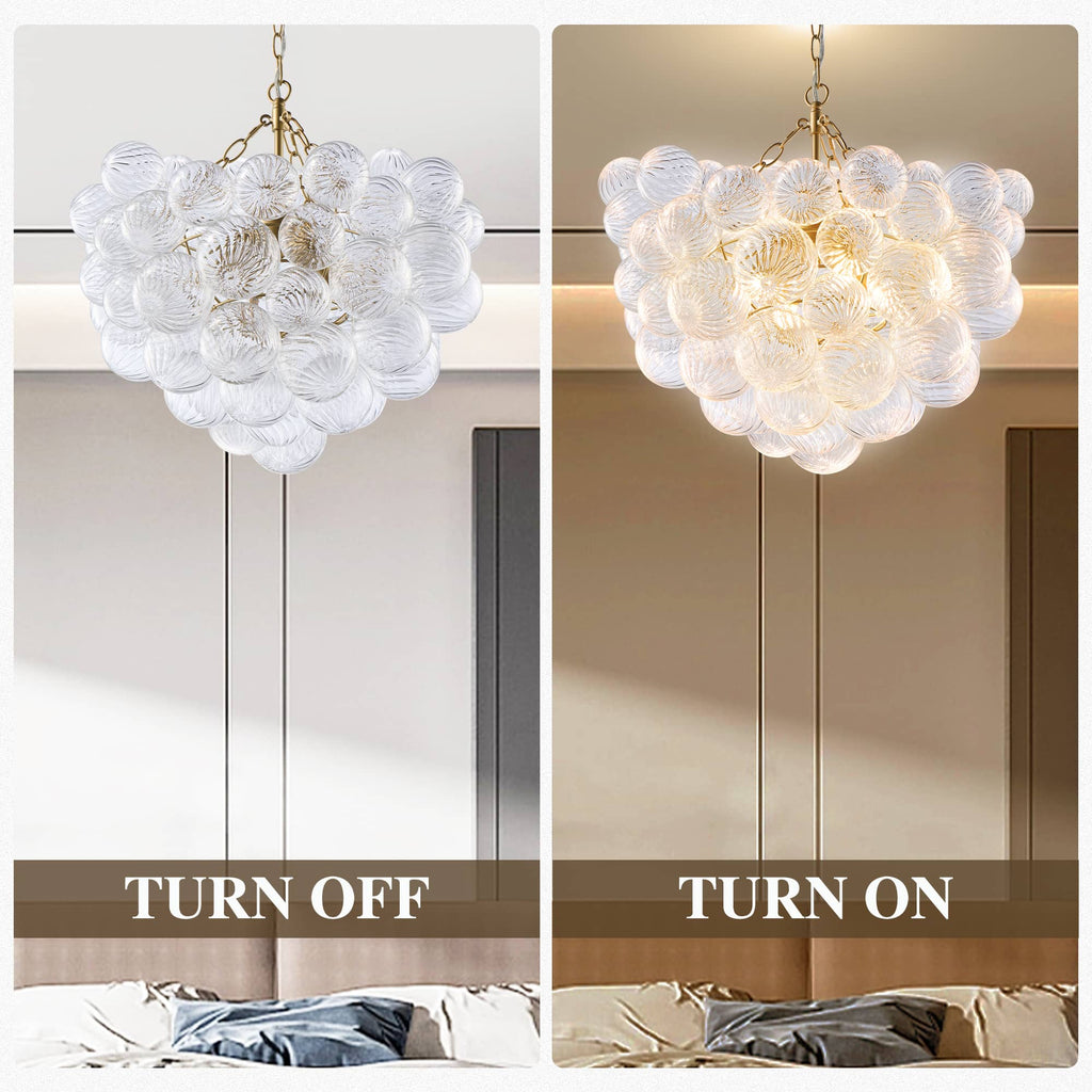 Talia Style Bubbled Clear Ball Swirled Texture Glass Chandelier