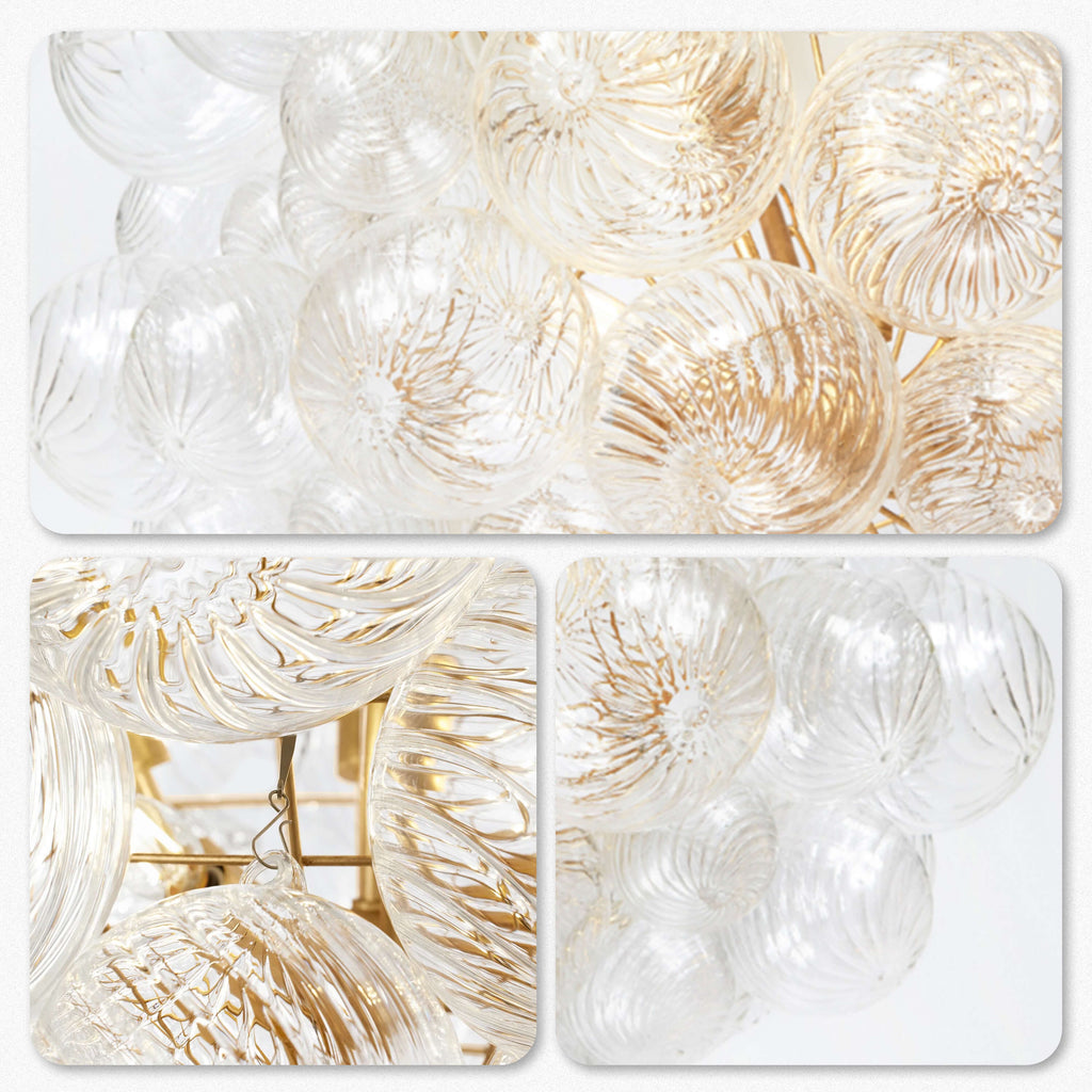 Talia Style Chandelier Bubbled Clear Glass Ball Swirled Texture