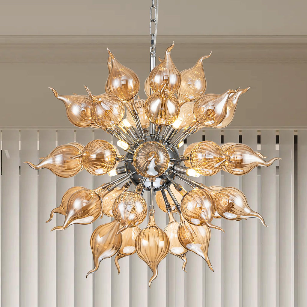 Sputnik Shape Blown Glass Chandelier LED Brown Color