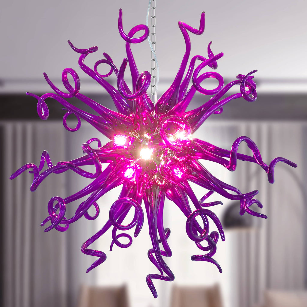 Sputnik Shape Blown Glass Chandeliers Purple Color - Longree