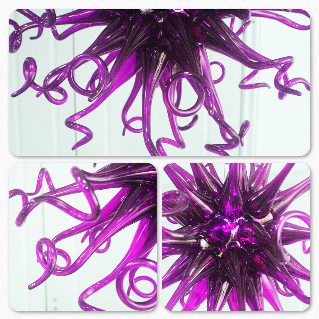 Chihuly Sputnik Shape Blown Glass Chandeliers Purple Color - Longree