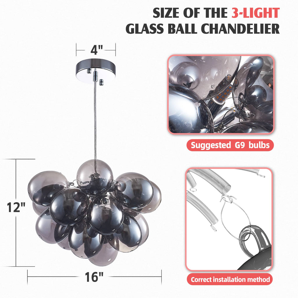 Electroplating Grey/Black Bubble Ball Chandelier Longree