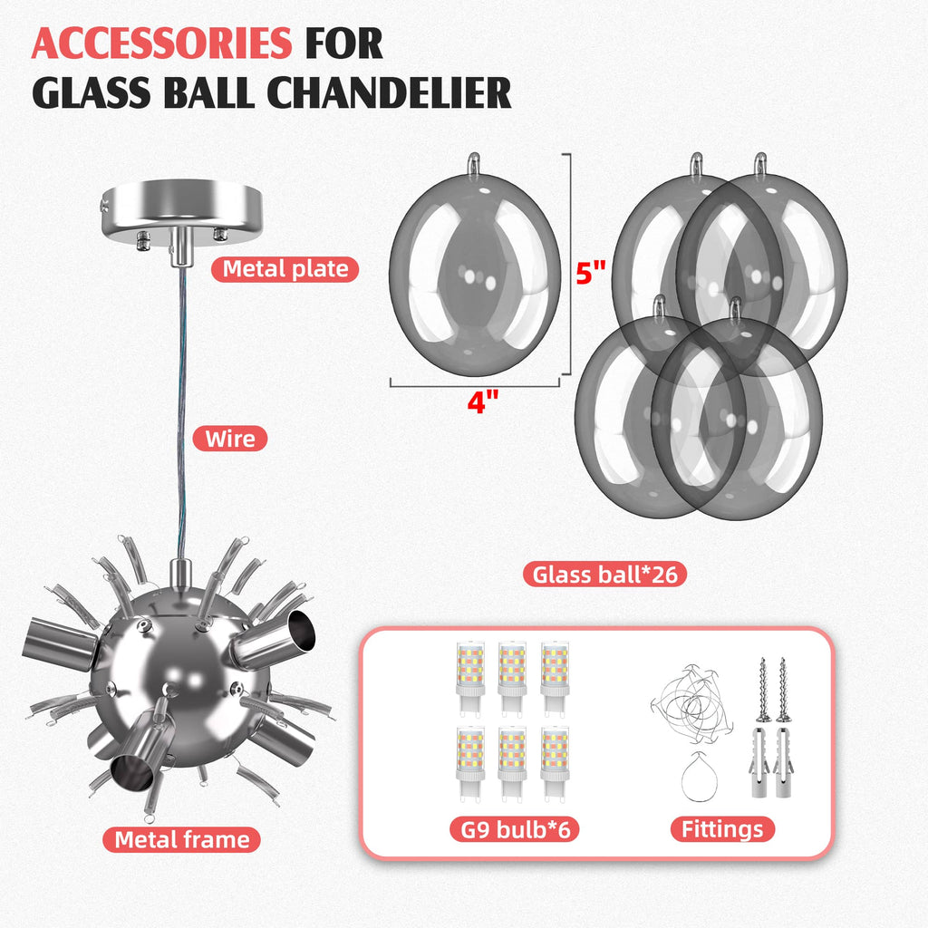 Electroplating Grey/Black Bubble Ball Chandelier Longree