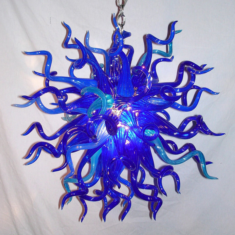 Blue Passion Blown Glass Chandelier Chihuly Type
