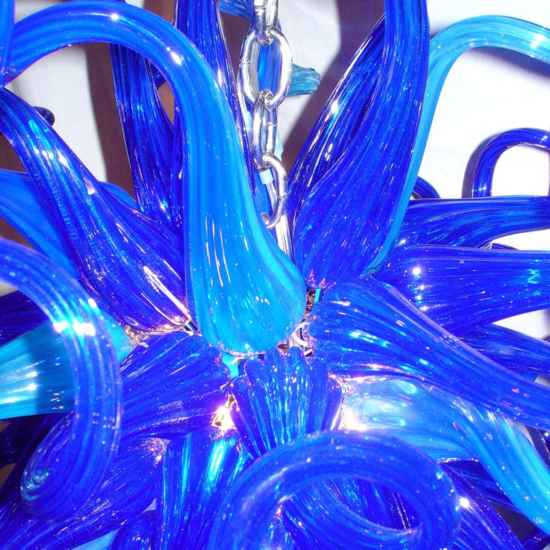 Blue Passion Blown Glass Chandelier Chihuly Type