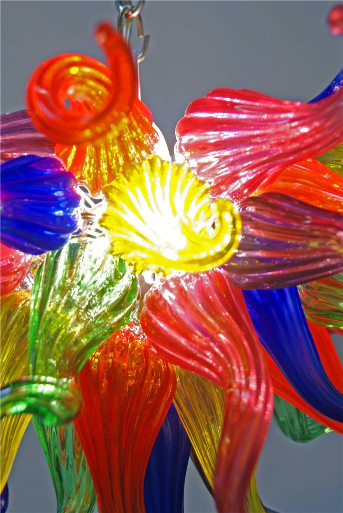 Blown Glass Chandelier Colorful Hand Blown Chihuly Style