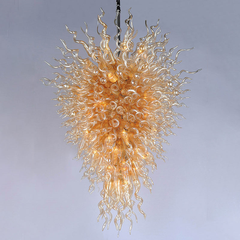 Blown Glass Chandelier Chihuly Style Amber Golden