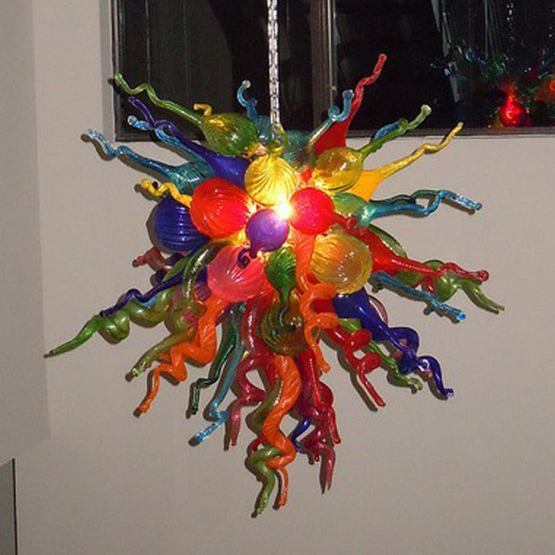 Blown Glass Chandelier Multi Colored Chihuly Style