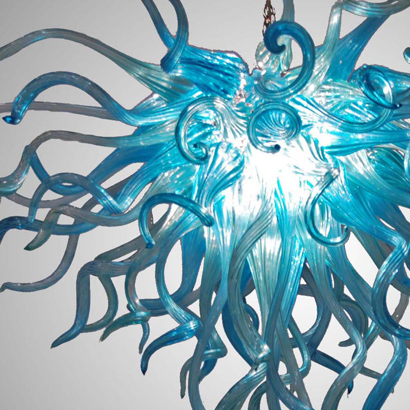 Blown Glass Chandelier Blue Chihuly Style Glass Sculpture