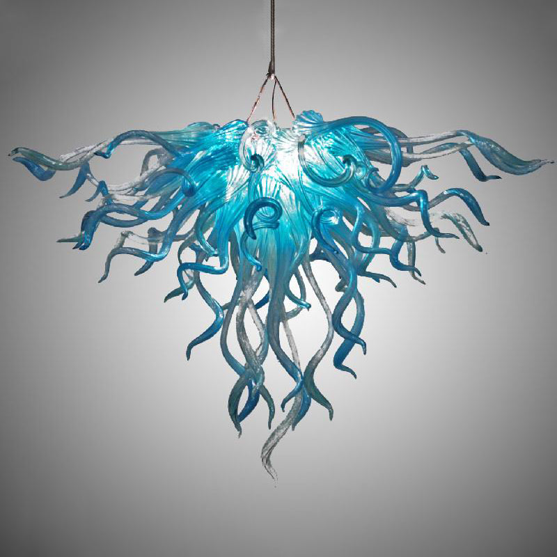 Blown Glass Chandelier Blue Chihuly Style Glass Sculpture